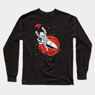 The flying Astronaut on a Rocket Long Sleeve T-Shirt